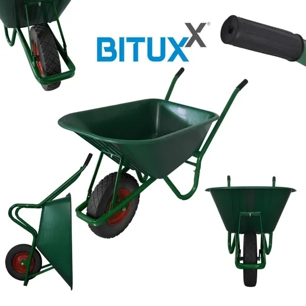 BITUXX Taczka ogrodowa / budowlana MISA PVC + pełne Koło PU