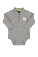 Body dla niemowląt - Chłopięce body z długim rękawem szare Quimby r.80 - miniaturka - grafika 1