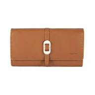 Portfele - Portfel damski skórzany elegancki RFID - jasnobrązowy - miniaturka - grafika 1