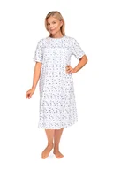 Bielizna nocna - KOSZULA NOCNA DAMSKA M KRÓTKI RĘKAW BAWEŁNIANA ROZPINANA NIEBIESKA DMUCHAWCE - miniaturka - grafika 1