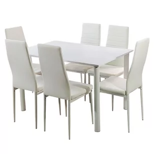 Zestaw stół Lugano 120 biały i 6 krzeseł Nicea białych - Meble do sypialni Zestaw stół Lugano 120 biały i 6 krzeseł Nicea białych - Meble do sypialni - miniaturka - grafika 1