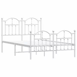 Metalowa rama łóżka z wezgłowiem i zanóżkiem, biała, 120x200 cm Lumarko! - Inne meble do sypialni - miniaturka - grafika 4