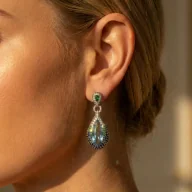 Kolczyki - Kolczyki ROYAL LUXURY - AQUAMARINE & EMERALD - miniaturka - grafika 1