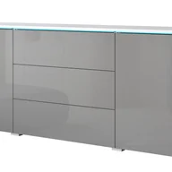Komody - Komoda VEVE 150 cm w kolorze biały/szary połysk z oświetleniem LED - miniaturka - grafika 1