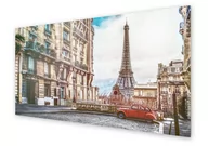 Dekoracje domu - Panel kuchenny HOMEPRINT Czerwony samochód w Paryż 125x50 cm - miniaturka - grafika 1
