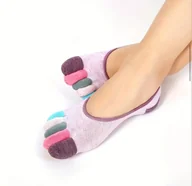 Skarpetki damskie - Stopki skarpetki pięciopalcowe kolorowe fioletowe joga pilates gimnastyka - miniaturka - grafika 1