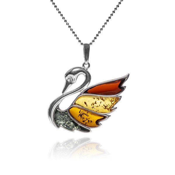 ankabizuteria.pl Srebrna zawieszka z kolorowym naturalnym bursztynem