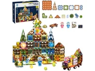 Klocki - Konstrukcyjne Klocki Magnetyczne Świecące Elementy + Pojazdy 110 El. - miniaturka - grafika 1