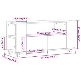 Szafka pod TV, szary dąb sonoma, 102x34,5x43 cm Lumarko! - Szafki RTV - miniaturka - grafika 12