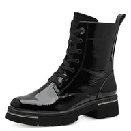Kozaki damskie - Marco Tozzi Damskie buty Bootie Laced 2-25283-43 Modne kozaki, Black Patent, 37 EU, 37 EU - miniaturka - grafika 1