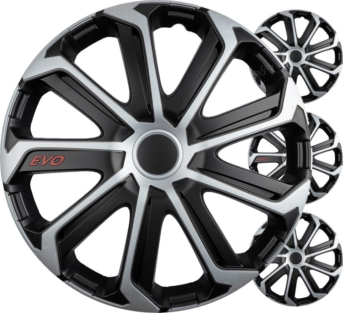 Kołpaki samochodowe 4szt. komplet evo czarno srebrne 14