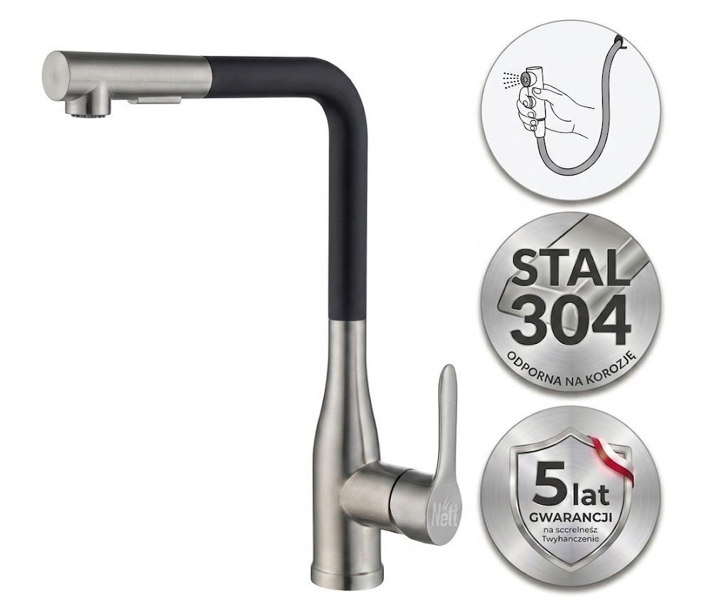 Nett Bateria kuchenna z wyciagana wylewka ze stali inox WSB-33