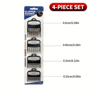 TEMU Zestaw 2/3/4 Sztuk Grzebieni do Maszynki do Strzyżenia Włosów - Regulowana Długość 1.5mm, 3mm, 4.5mm, 6mm, Wytrzymały Plastik i Metalowy Design - Pozostałe akcesoria fryzjerskie - miniaturka - grafika 1