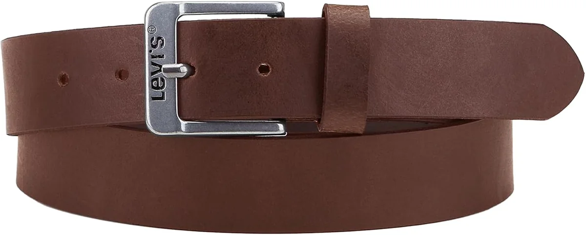 PASEK SKÓRZANY MĘSKI BRĄZOWY 4.0 CM METALOWA KLAMRA
