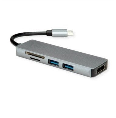 Stacja dokująca ROLINE USB typu C, HDMI 4K30, 2x USB 3.2 Gen 1, czytnik kart SD/MicroSD 12.02.1019