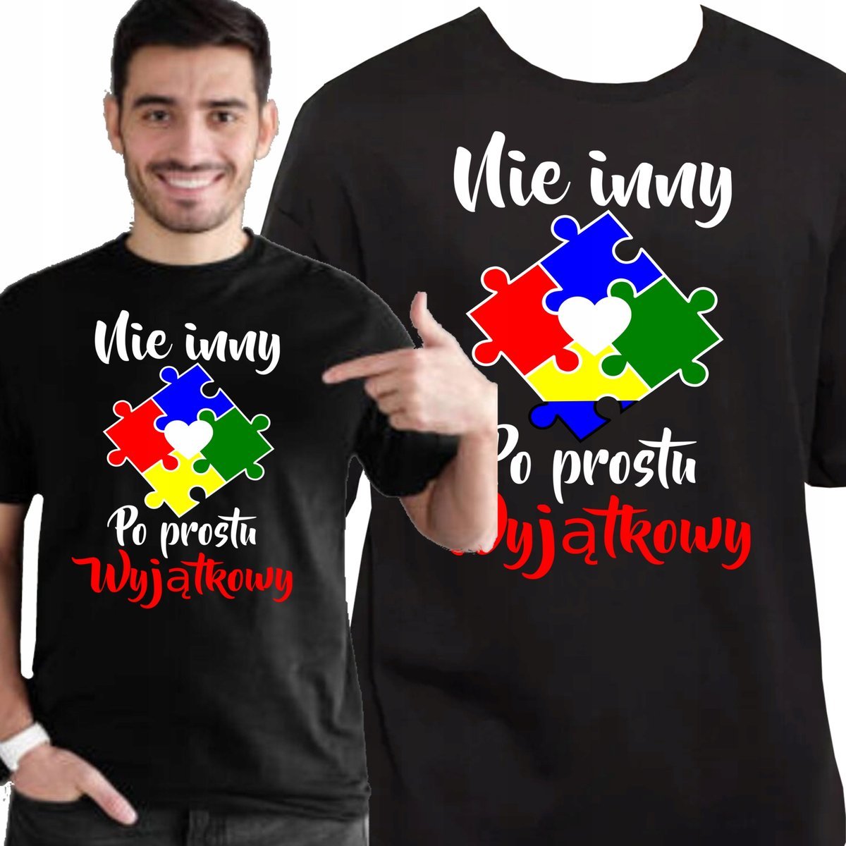 KOSZULKA AUTYZM NIE INNY WYJĄTKOWY DZIEŃ AUTYZMU AUTISM S 3465 CZARNY