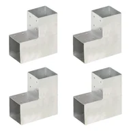 Akcesoria do ogrodzeń - vidaXL Łączniki do słupków w kształcie L, 4 szt., metalowe, 101x101 mm - miniaturka - grafika 1