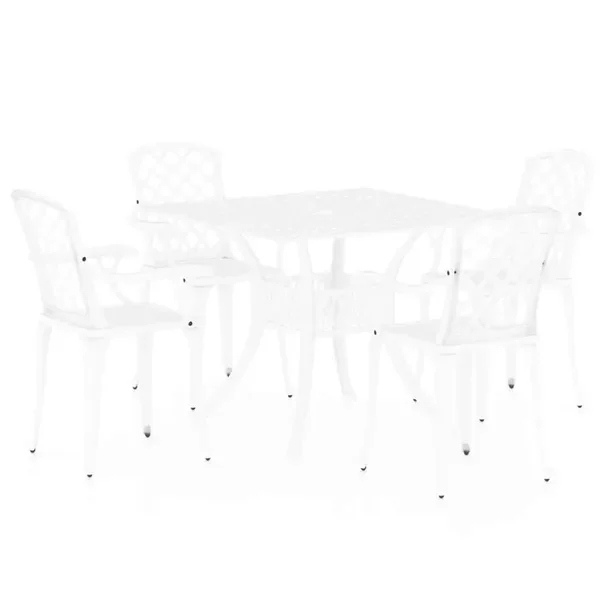 Zestaw Bistro z Odlewanego Aluminium, Biały, Krzesła 61x60x93 cm, Stół