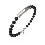 Bransolety męskie - Bransoletka Męska Guess JUMB04059JWSTBKS Czarny - miniaturka - grafika 1