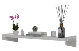 Biała półka ścienna z metalowymi wspornikami E0-W05 - Półki do salonu Biała półka ścienna z metalowymi wspornikami E0-W05 - Półki do salonu - miniaturka - grafika 1