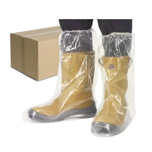 Ochraniacze na buty foliowe wysokie z gumką 50szt (25 par) x 10op - Odzież medyczna - miniaturka - grafika 1