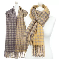 Apaszki i szaliki damskie - DUŻY DAMSKI CIEPŁY SZAL KASZMIROWY GRUBY W KRATKĘ PEPITKĘ KRATA PEPITKA - SZA-140-3 - miniaturka - grafika 1