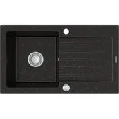 Zlewozmywaki - Mexen Pablo zlewozmywak granitowy 1-komorowy z ociekaczem 752 x 436 mm, czarny/złoty metalik - 6510751010-75 - miniaturka - grafika 1
