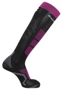 Skarpety narciarskie Salomon S/Pro Black / Very Berry - Skarpetki i podkolanówki sportowe - miniaturka - grafika 1