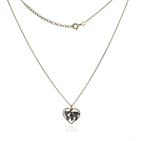 ankabizuteria.pl Srebrny naszyjnik pozłacany z czarną emalią SERCE