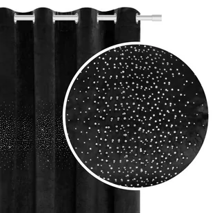 Zasłona 140 x 250 Dekoracyjna Welur Shiny Czarny - Zasłony - miniaturka - grafika 1