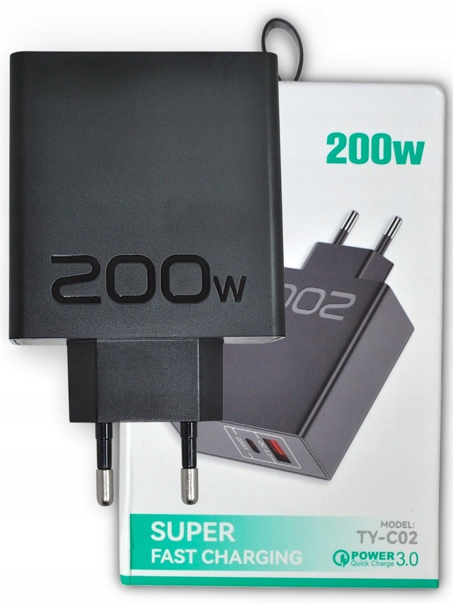 SZYBKA ŁADOWARKA SIECIOWA USB C QC3.0 200W PD WTYCZKA DO TELEFONU USB