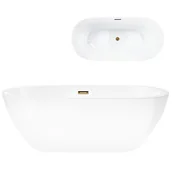 Wanny - Wanna akrylowa, wolnostojąca Reno Corsan 160 cm korek klik-klak złoty szczotkowany - miniaturka - grafika 1