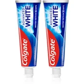 Pasty do zębów - Colgate Advanced White pasta wybielająca przeciw przebarwieniom na szkliwie 2x75 ml - miniaturka - grafika 1