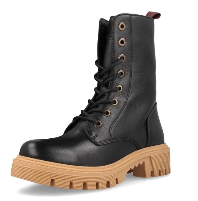 WRANGLER CZARNE BOTKI DAMSKIE SKÓRZANE Z BEŻOWĄ PODESZWĄ 36 T7D