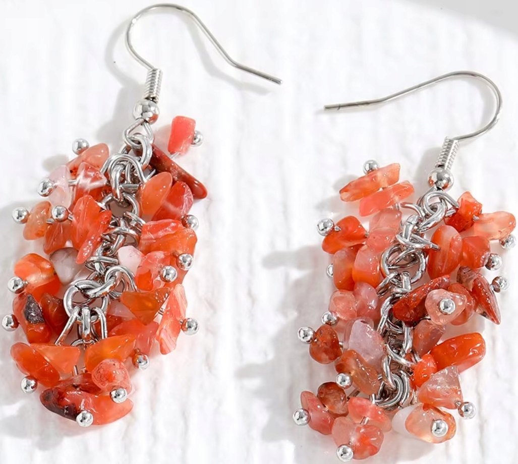 Srebrne Kolczyki z Czerwonymi Kamieniami Sztyft Naturalne Posrebrzane