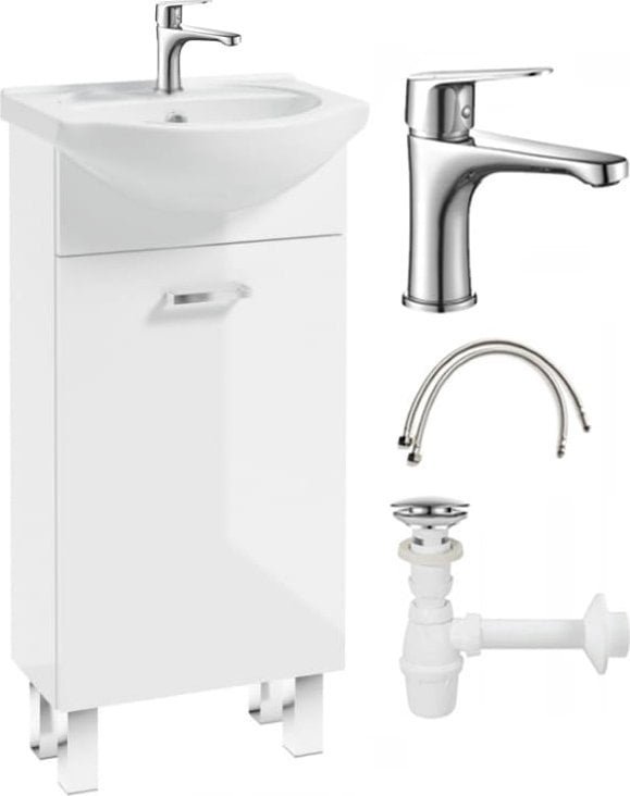 Szafka łazienkowa laminowana z umywalką 40x80 na nóżkach z baterią i syfon