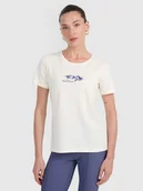 Koszulki i topy damskie - 4F T-shirt regular z nadrukiem damski - biały S - miniaturka - grafika 1