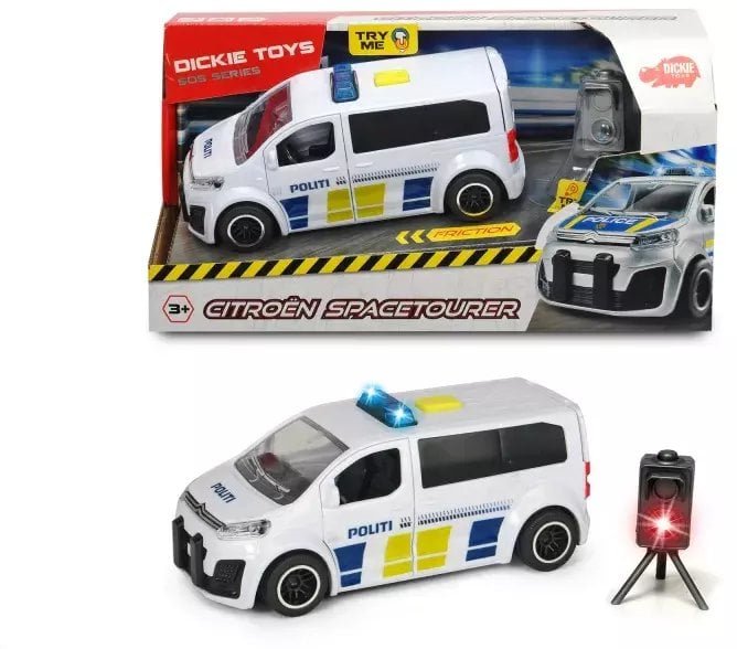 Dickie SOS Politibil 15 cm inkl. fotofælde m/lys 1:32