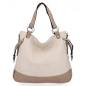 Torebki damskie - Uniwersalna Torebka Damska XL firmy Hernan HB982 Beżowa - miniaturka - grafika 1