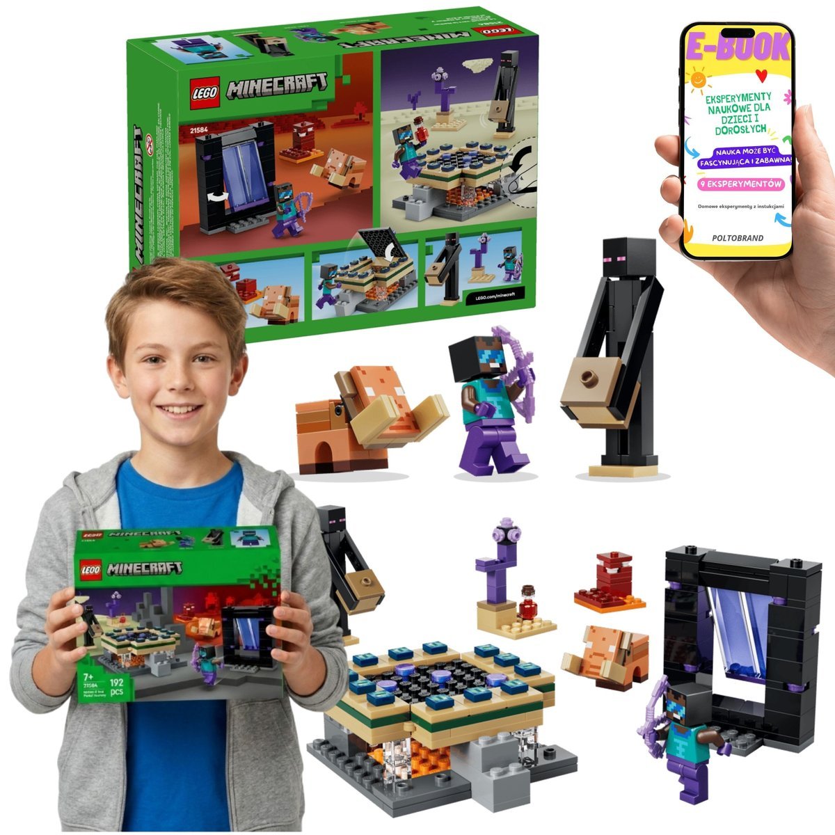 LEGO MINECRAFT Portal Netheru I Kresu 21584 Enderman Hoglin Prezent 7+ E-BOOK