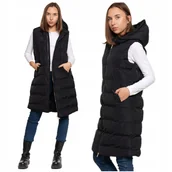 Kamizelki damskie - Długa KAMIZELKA DAMSKA Do Kolan Pikowana z Kapturem Bezrękawnik MORAJ L - miniaturka - grafika 1