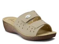 Klapki i japonki damskie - Klapki damskie na koturnie Inblu GL-52 medyczne beżowe na rzepy-41 - miniaturka - grafika 1