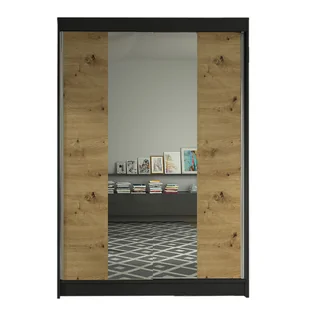 Szafa z drzwiami przesuwnymi Lino II, Czarny / Dąb Artisan - Szafy Szafa z drzwiami przesuwnymi Lino II, Czarny / Dąb Artisan - Szafy - miniaturka - grafika 1