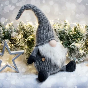 Skrzat szary w kratkę siedzący 46cm - Ozdoby bożonarodzeniowe - miniaturka - grafika 6