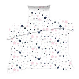 Extrapościel Pościel bawełniana 140x200 363K gwiazdki biała różowa Kids 24 - Pościel dla dzieci - miniaturka - grafika 1
