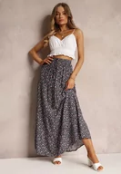 Spódnice - Granatowa Spódnica Maxi Bawełniana w Kwiatowy Wzór Rayegan - miniaturka - grafika 1