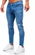 Spodnie męskie - Granatowe spodnie jeansowe męskie slim fit Denley R922 - miniaturka - grafika 1