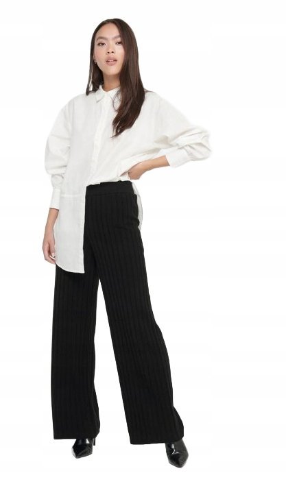 ONLY DAMSKIE SPODNIE CZARNE SZEROKIE DZIANINOWE CASUAL L JPA