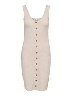 Sukienki - ONLY Damska sukienka Onlnella S/L Bodycon JRS Jersey, Pumice Stone/szczegóły: melanż, XXL - grafika 1