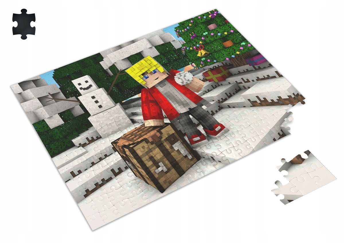 PUZZLE Minecraft Świąteczne Creeper Christmas + IMIĘ Pudełko A4 120 el. #5